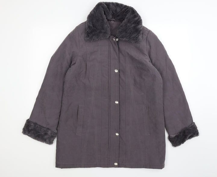 Bonmarché Womens Grey  Velour Windbreaker Coat Size XS