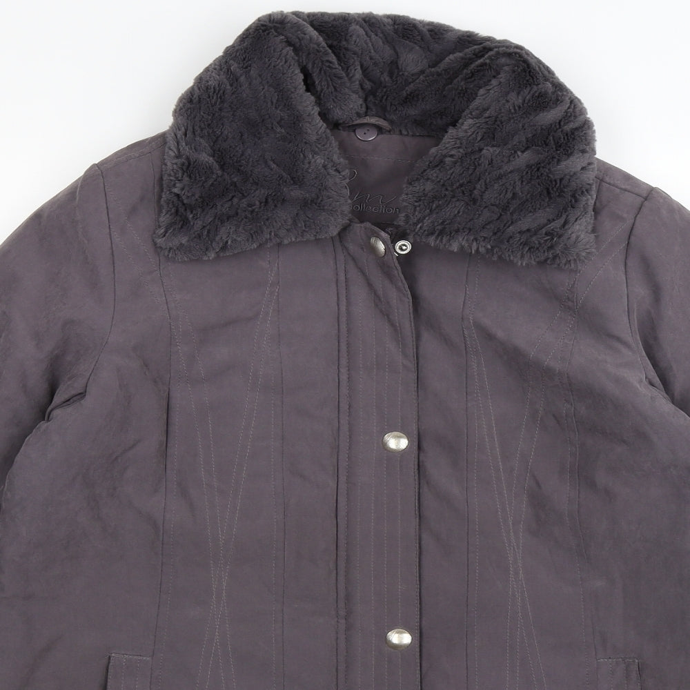 Bonmarché Womens Grey  Velour Windbreaker Coat Size XS
