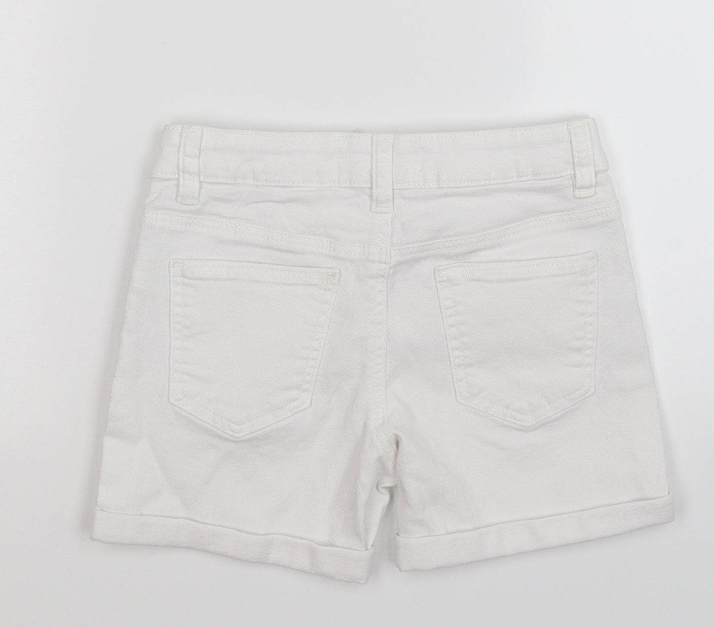 Marks and Spencer Girls White  Denim Hot Pants Shorts Size 7-8 Years