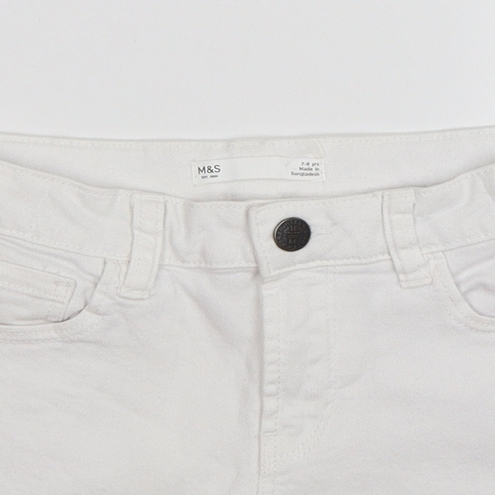 Marks and Spencer Girls White  Denim Hot Pants Shorts Size 7-8 Years
