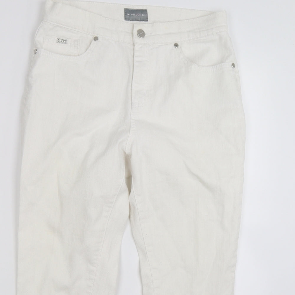 Per Una Womens White  Denim Straight Jeans Size 10 L24 in - short leg
