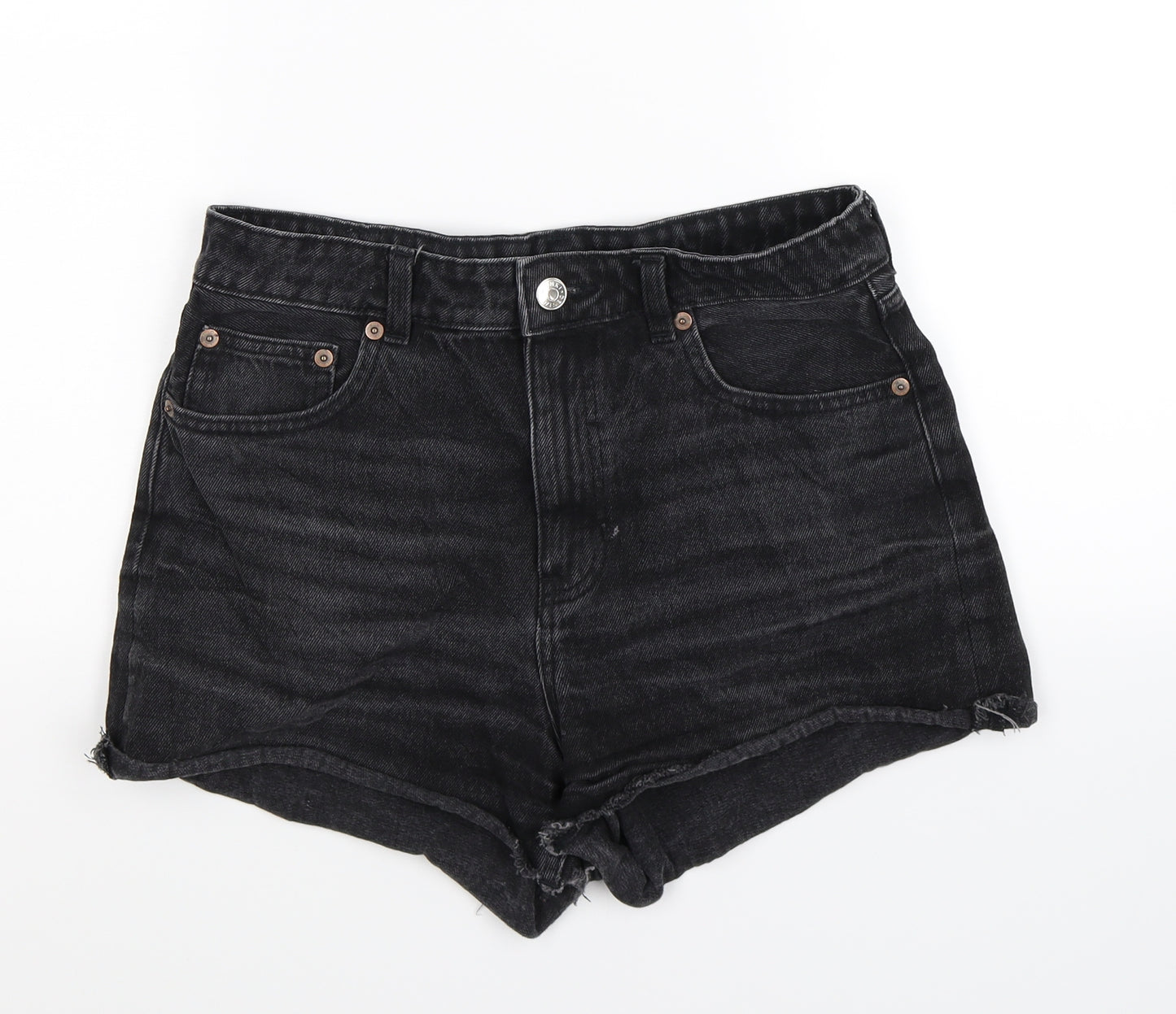 Monki Womens Black  Denim Hot Pants Shorts Size 10
