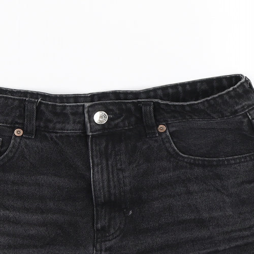 Monki Womens Black  Denim Hot Pants Shorts Size 10