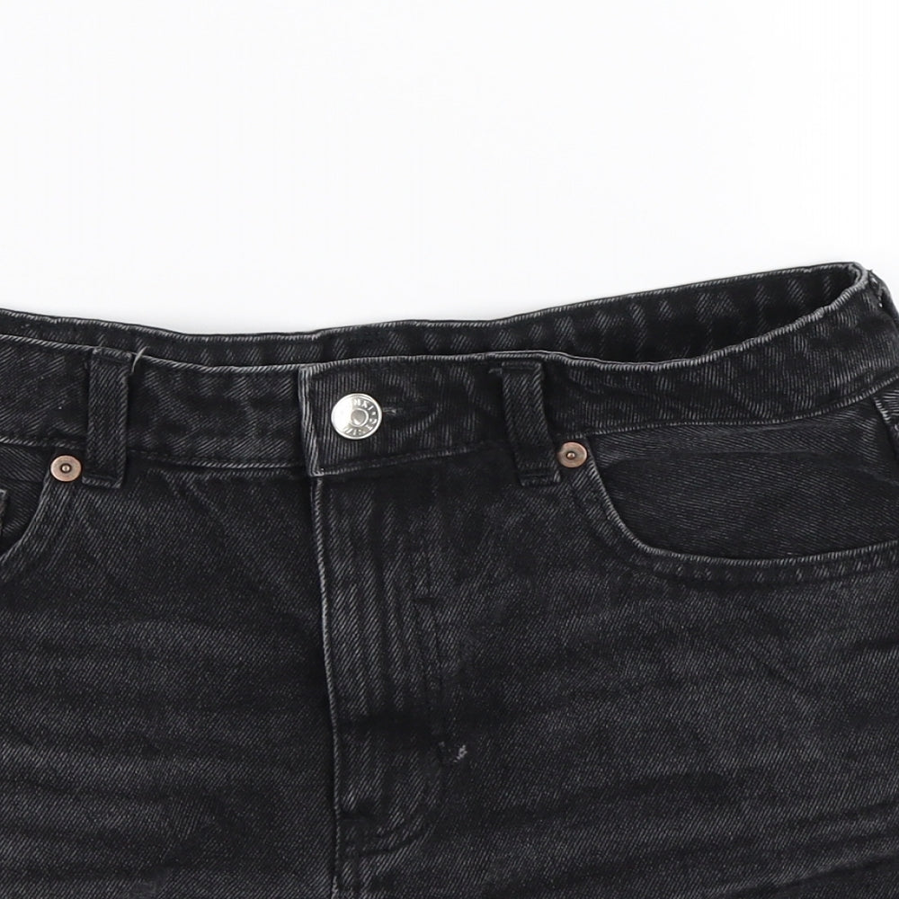Monki Womens Black  Denim Hot Pants Shorts Size 10