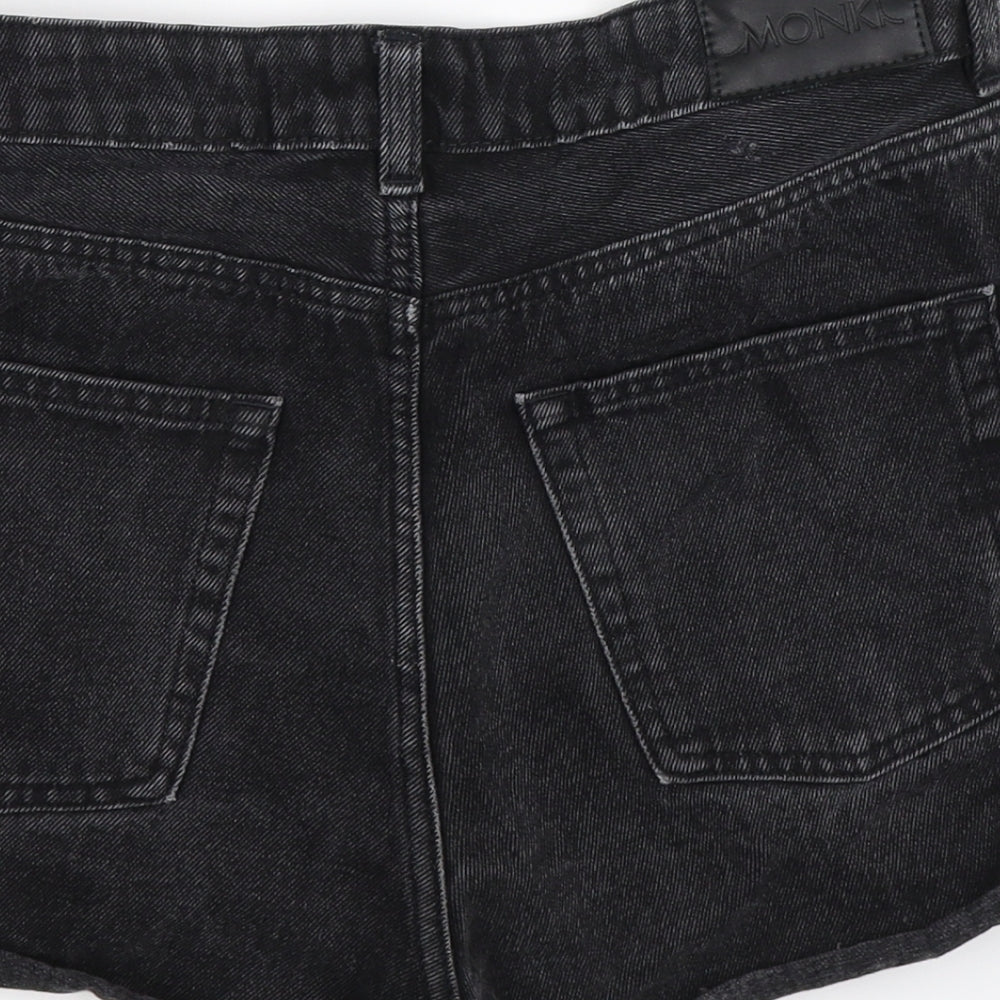 Monki Womens Black  Denim Hot Pants Shorts Size 10