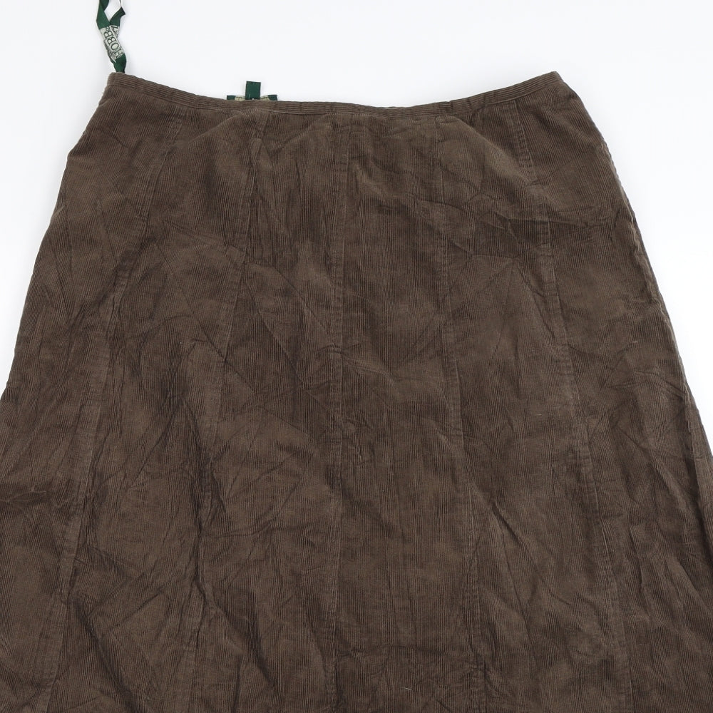 Hobbs Womens Green Striped Corduroy A-Line Skirt Size 14