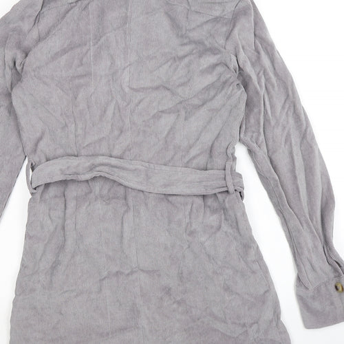 Preworn Womens Grey Striped Corduroy Shirt Dress  Size 10  - with belt