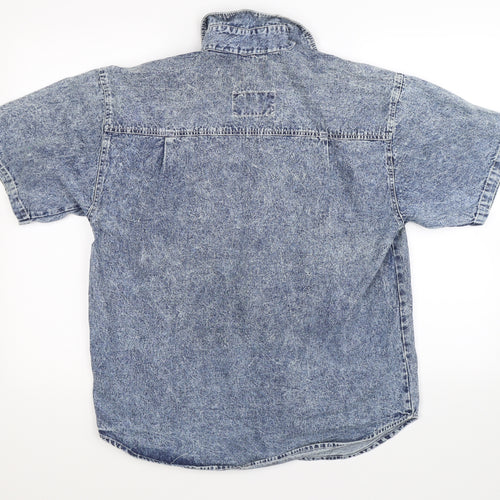 Kongloon Mens Blue  Denim  Button-Up Size M