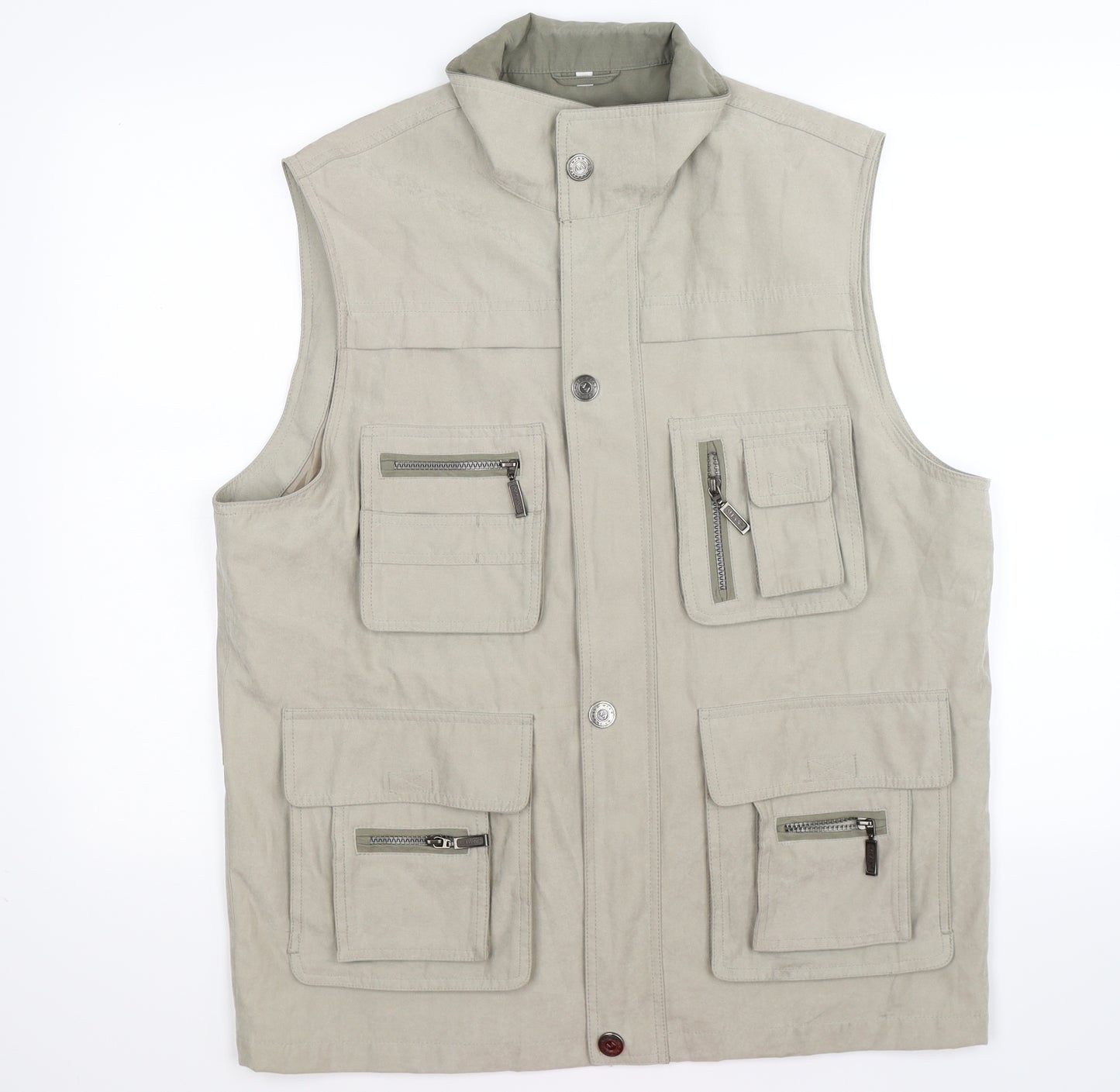 Miani Mens Beige  Velvet Gilet Coat Size M