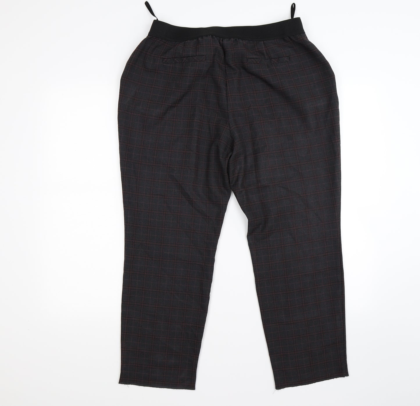 Bonmarché Womens Grey Check  Trousers  Size 16 L26 in