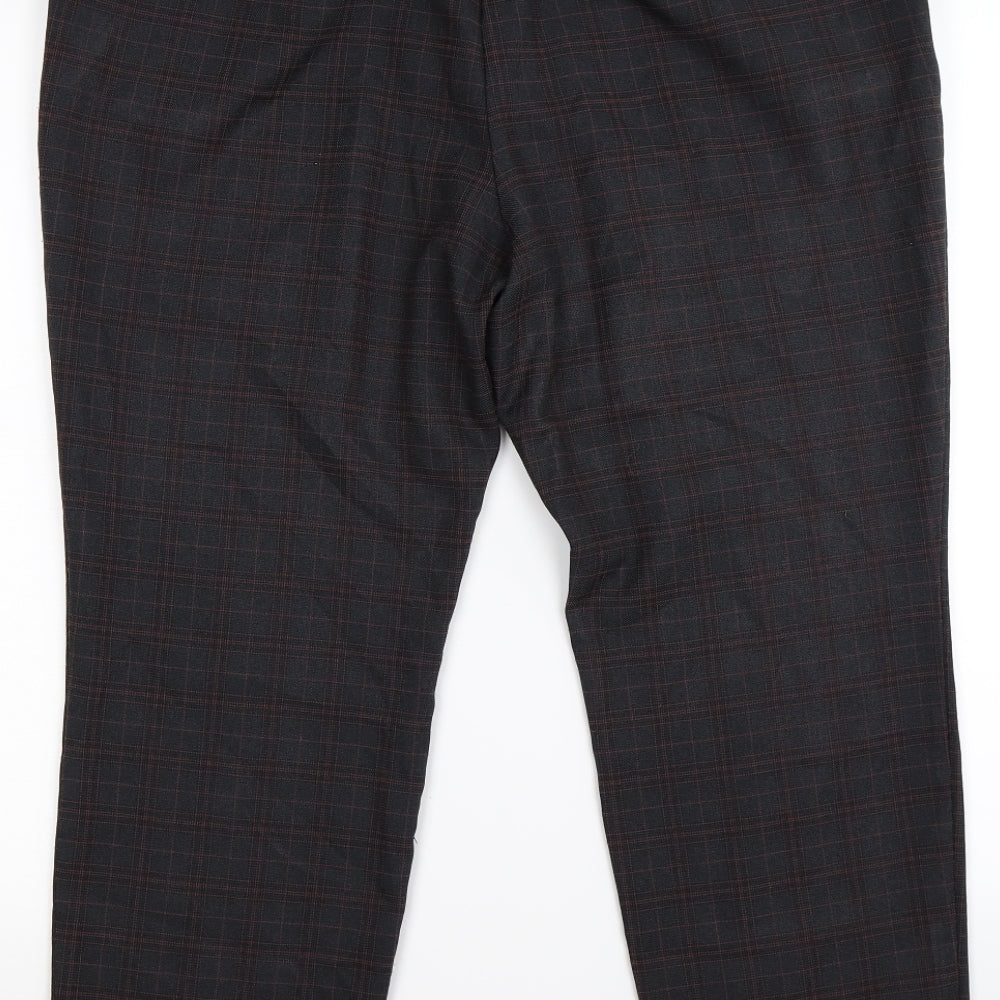 Bonmarché Womens Grey Check  Trousers  Size 16 L26 in