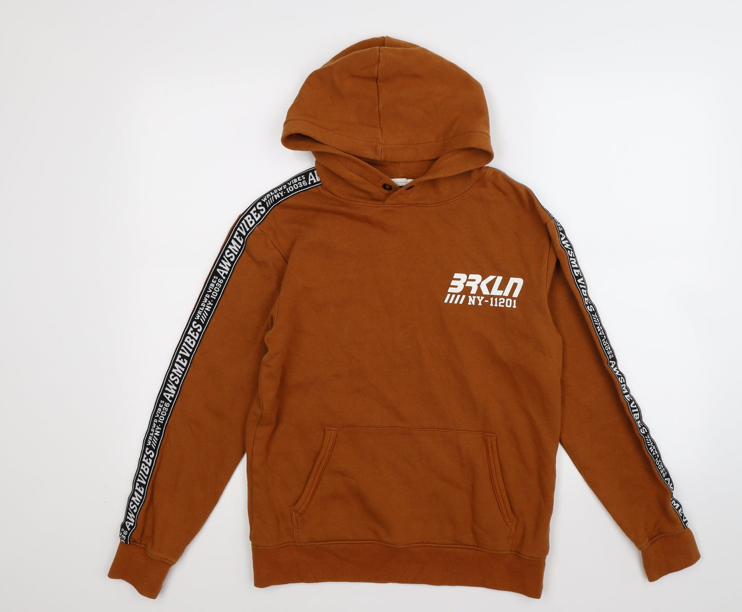 H&M Boys Brown  Jersey Pullover Hoodie Size 12-13 Years  - brooklyn
