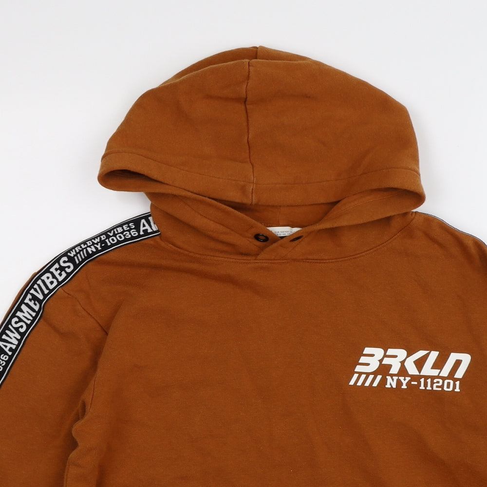 H&M Boys Brown  Jersey Pullover Hoodie Size 12-13 Years  - brooklyn