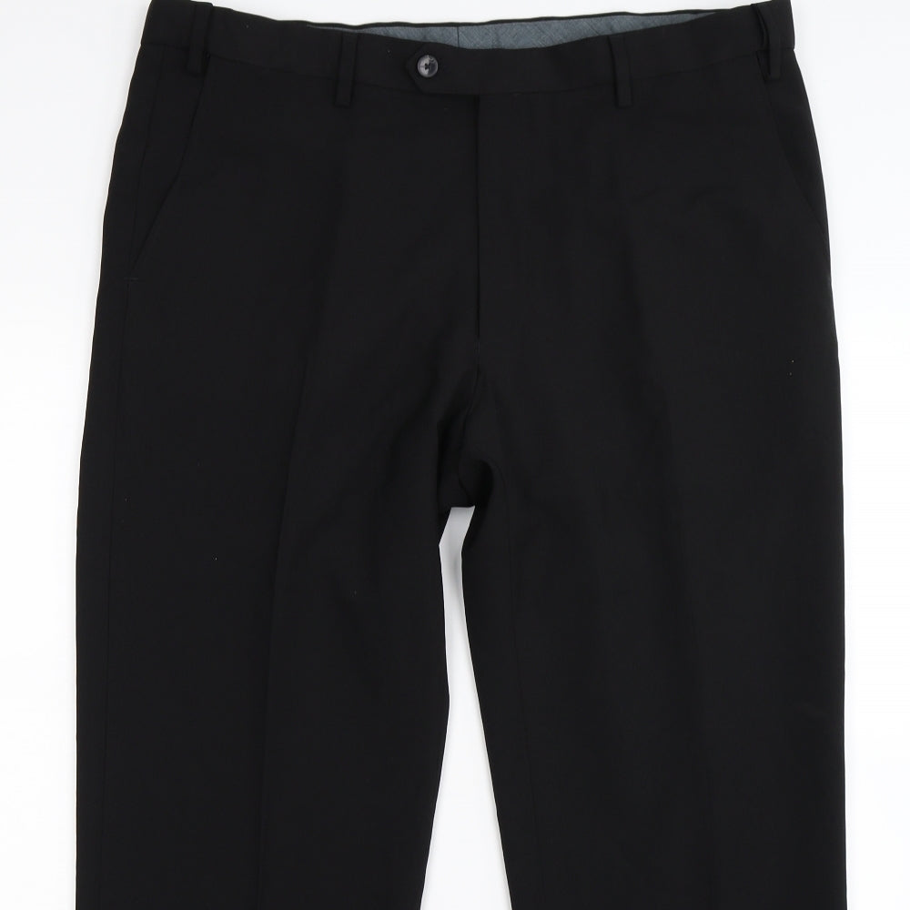 Marks and Spencer Mens Black   Dress Pants Trousers Size 36 L29 in - crease resistant. short leg
