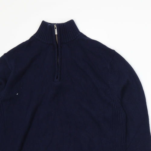 Savile Row Mens Blue  Knit Henley Jumper Size XL