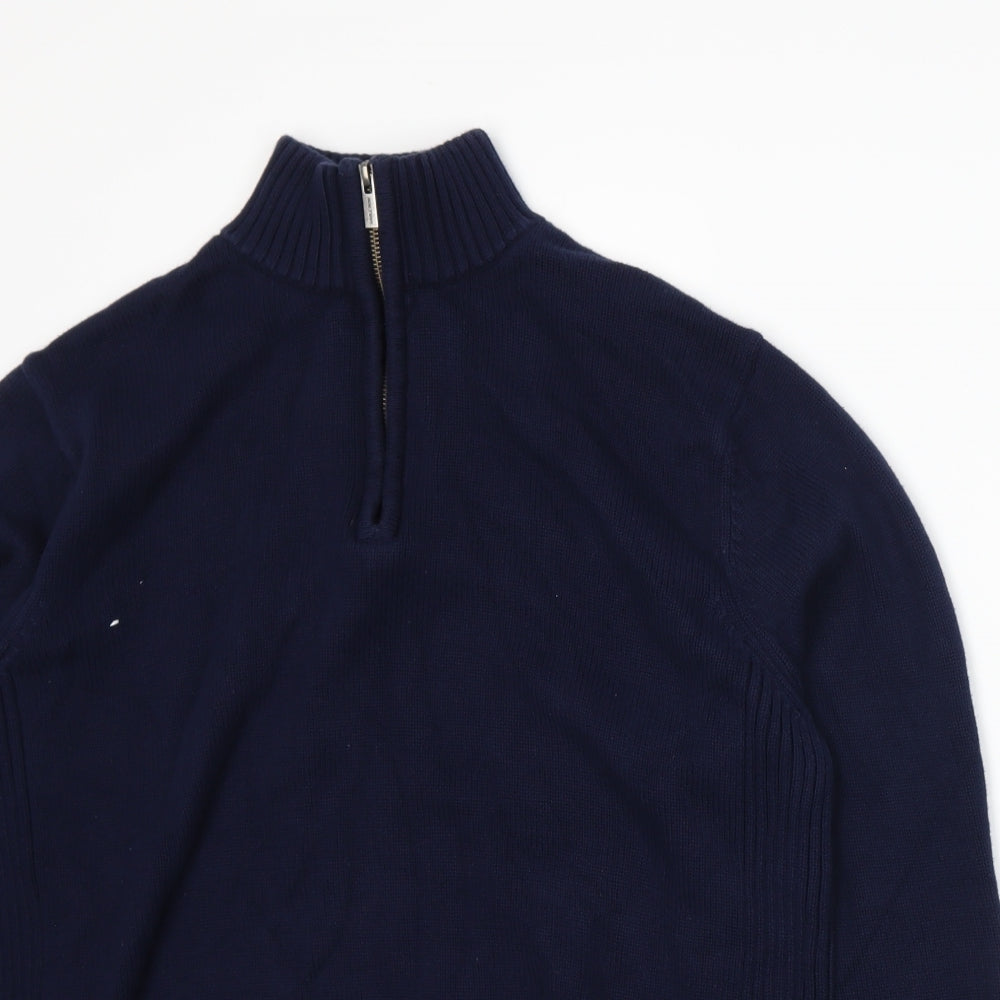 Savile Row Mens Blue  Knit Henley Jumper Size XL