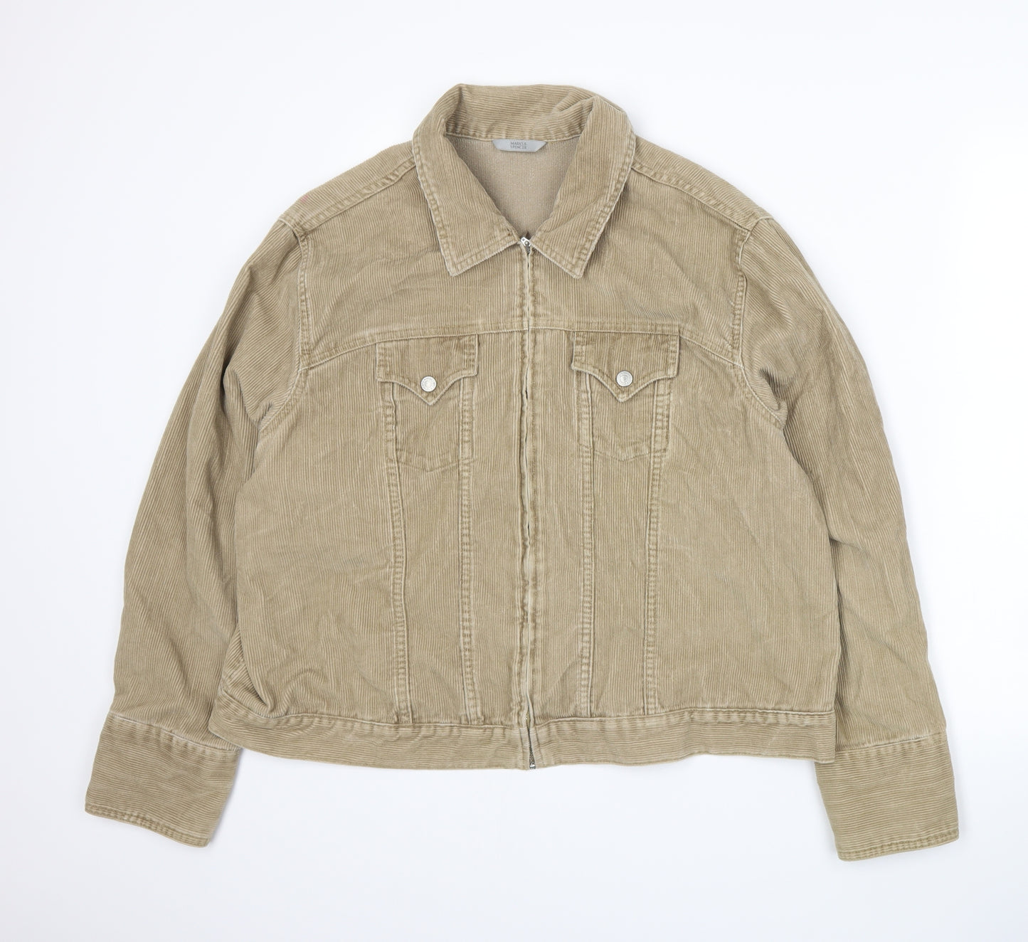 Marks and Spencer Womens Beige  Corduroy Jacket  Size 22