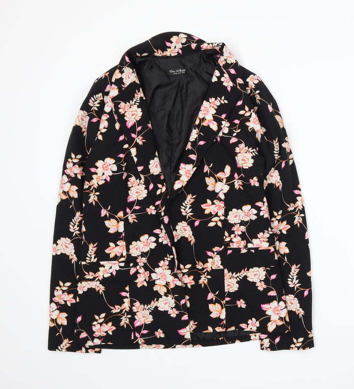 Miss Selfridge Womens Black Floral Jacket Blazer Size 10