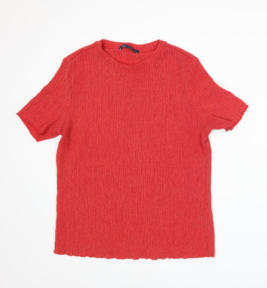 Front view of Marks and Spencer women’s red basic t-shirt, size UK 14