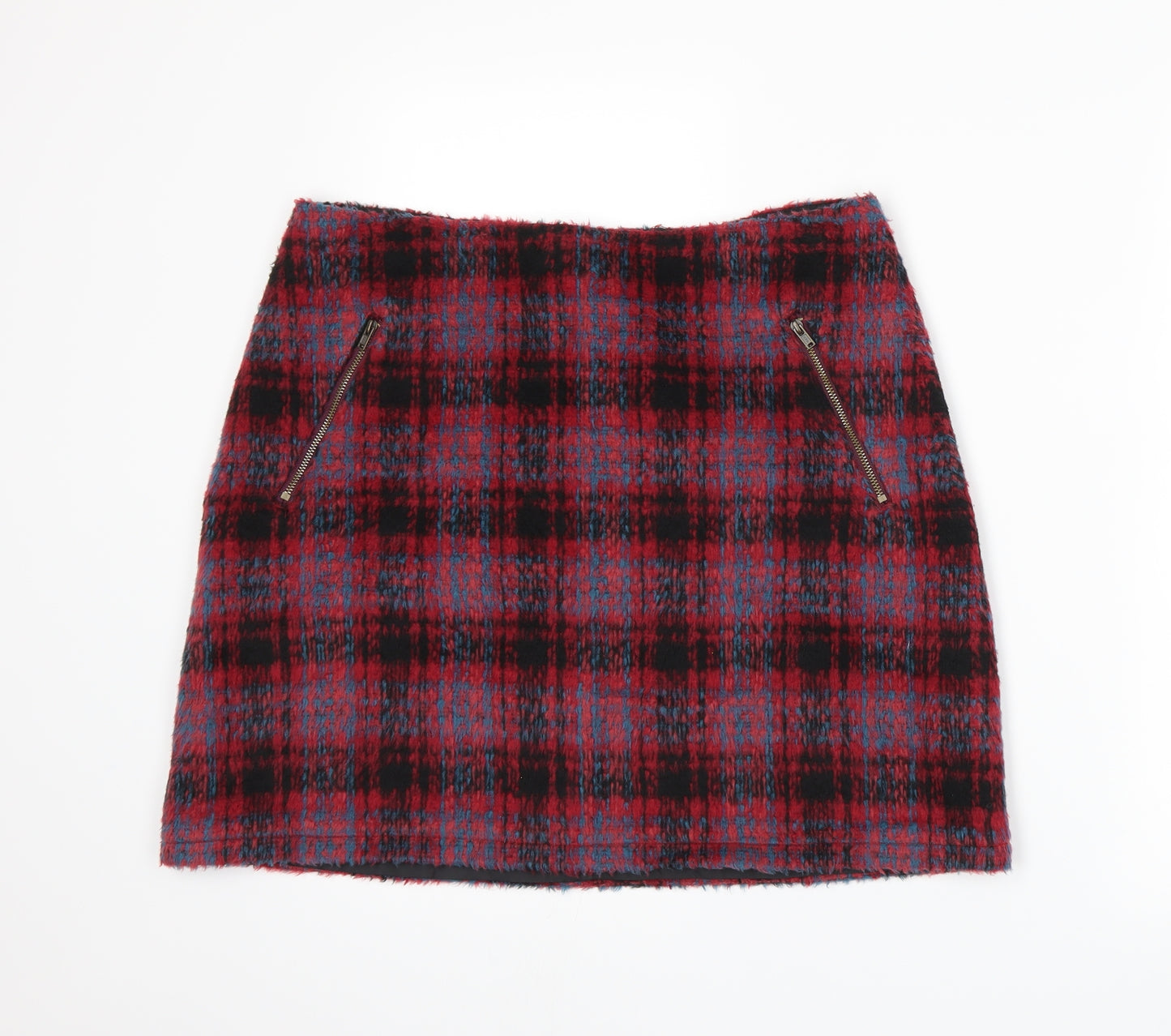 George Womens Red Plaid  A-Line Skirt Size 14