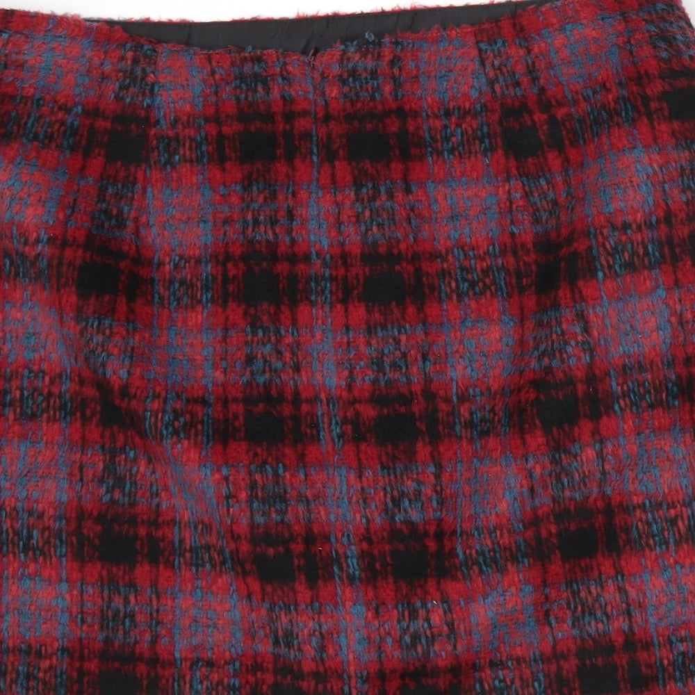 George Womens Red Plaid  A-Line Skirt Size 14