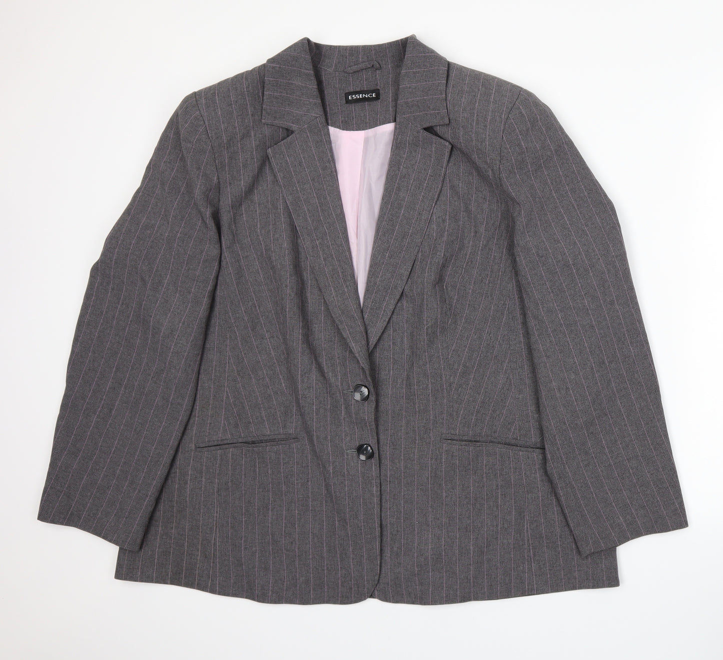 essence Womens Grey Pinstripe  Jacket Suit Jacket Size 22