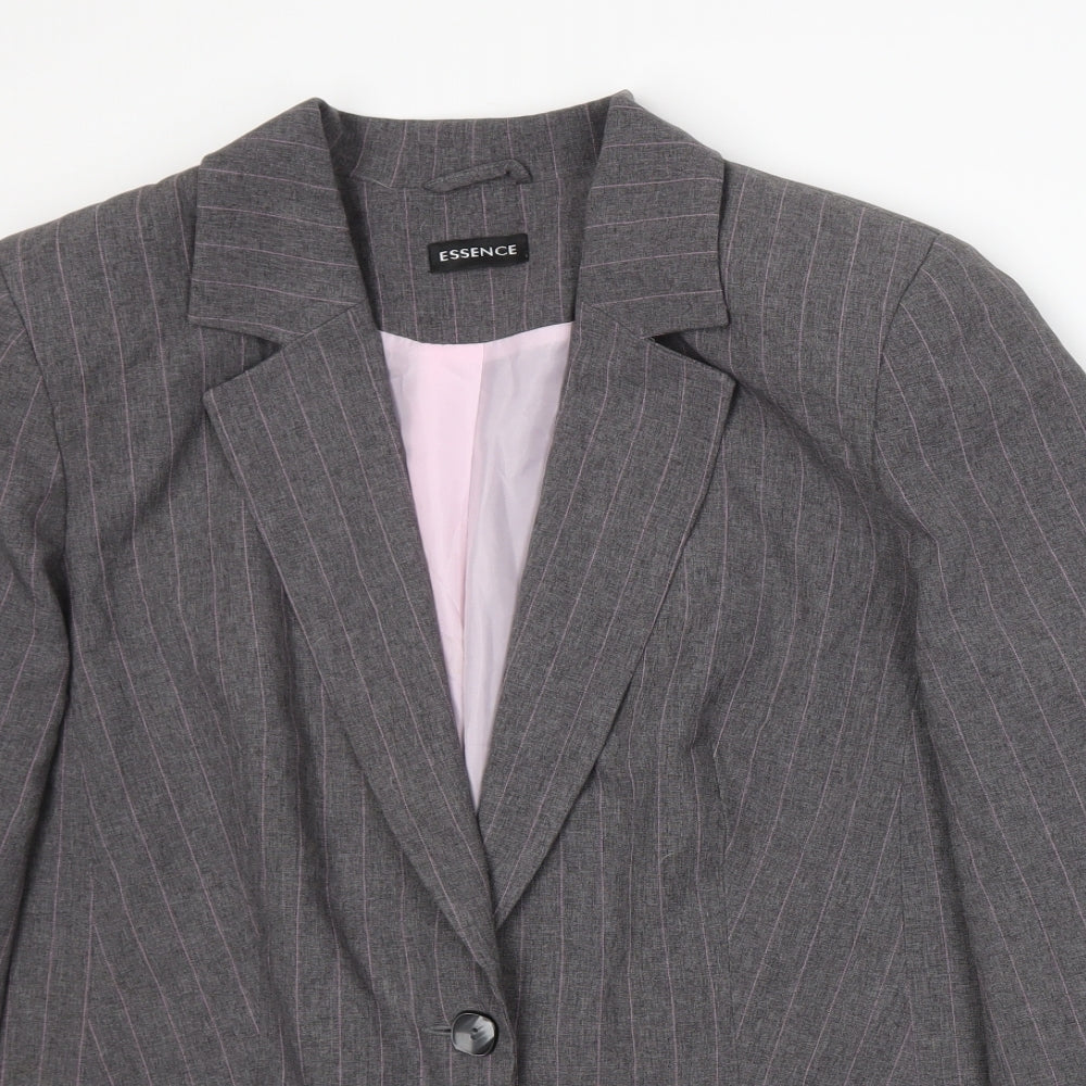 essence Womens Grey Pinstripe  Jacket Suit Jacket Size 22