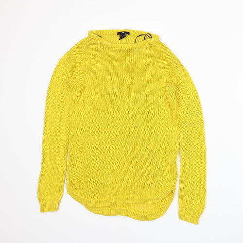 H&M Womens Yellow  Knit Pullover Jumper Size XS