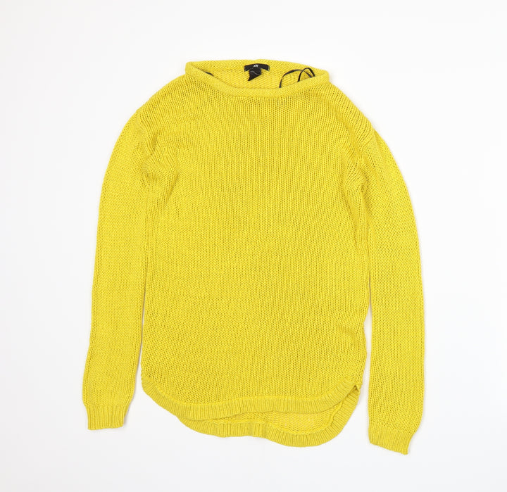H&M Womens Yellow Knit Pullover Jumper Size XS