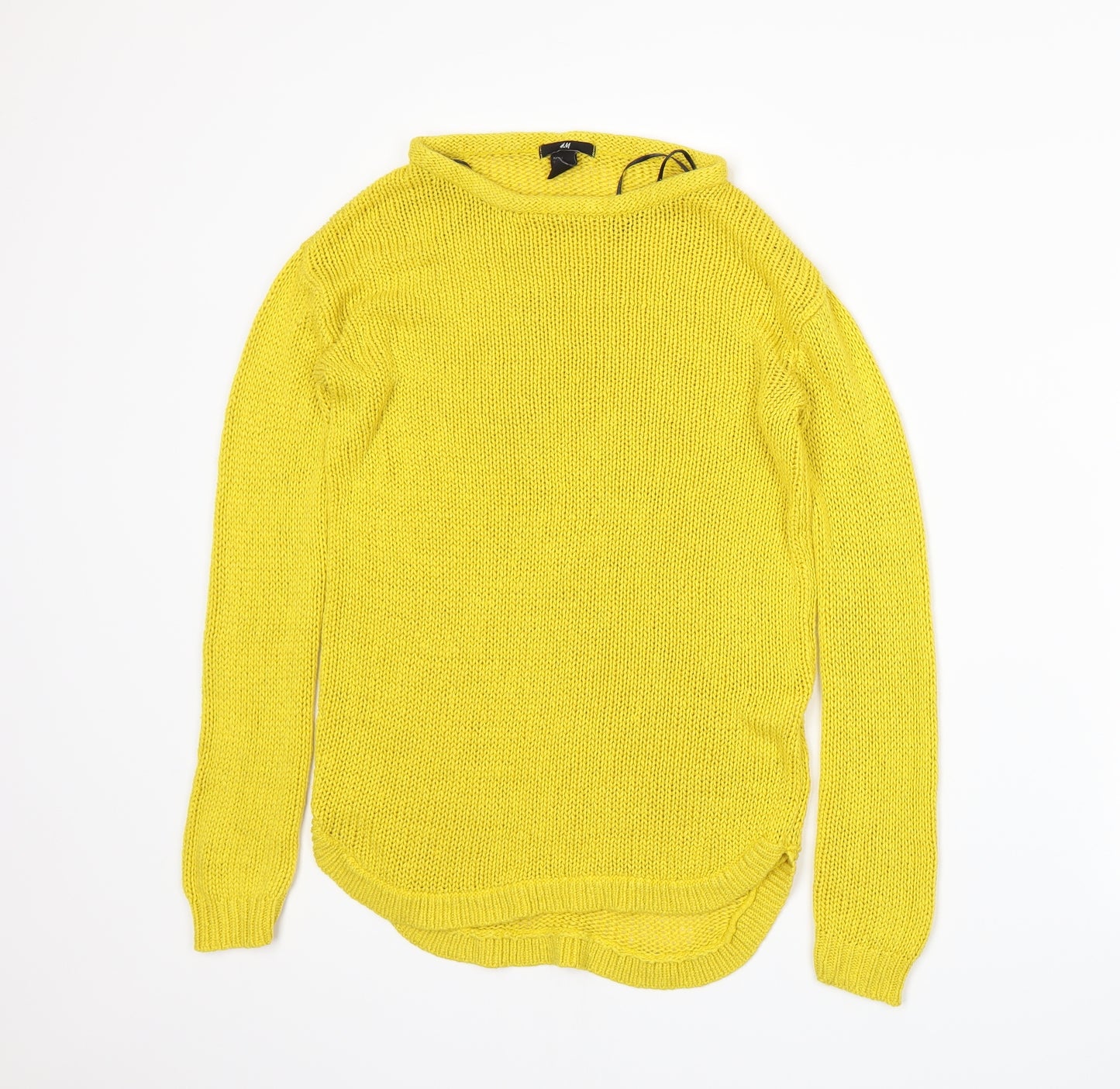 H&M Womens Yellow  Knit Pullover Jumper Size XS