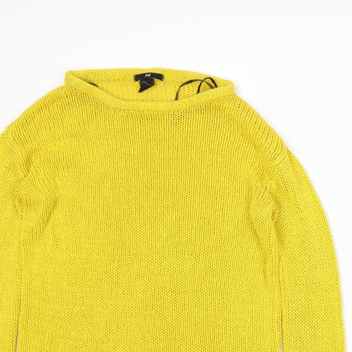 H&M Womens Yellow  Knit Pullover Jumper Size XS