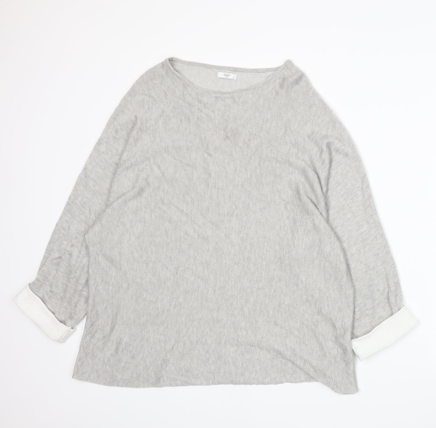 Cotton Traders Womens Grey  Knit Pullover Jumper Size 18