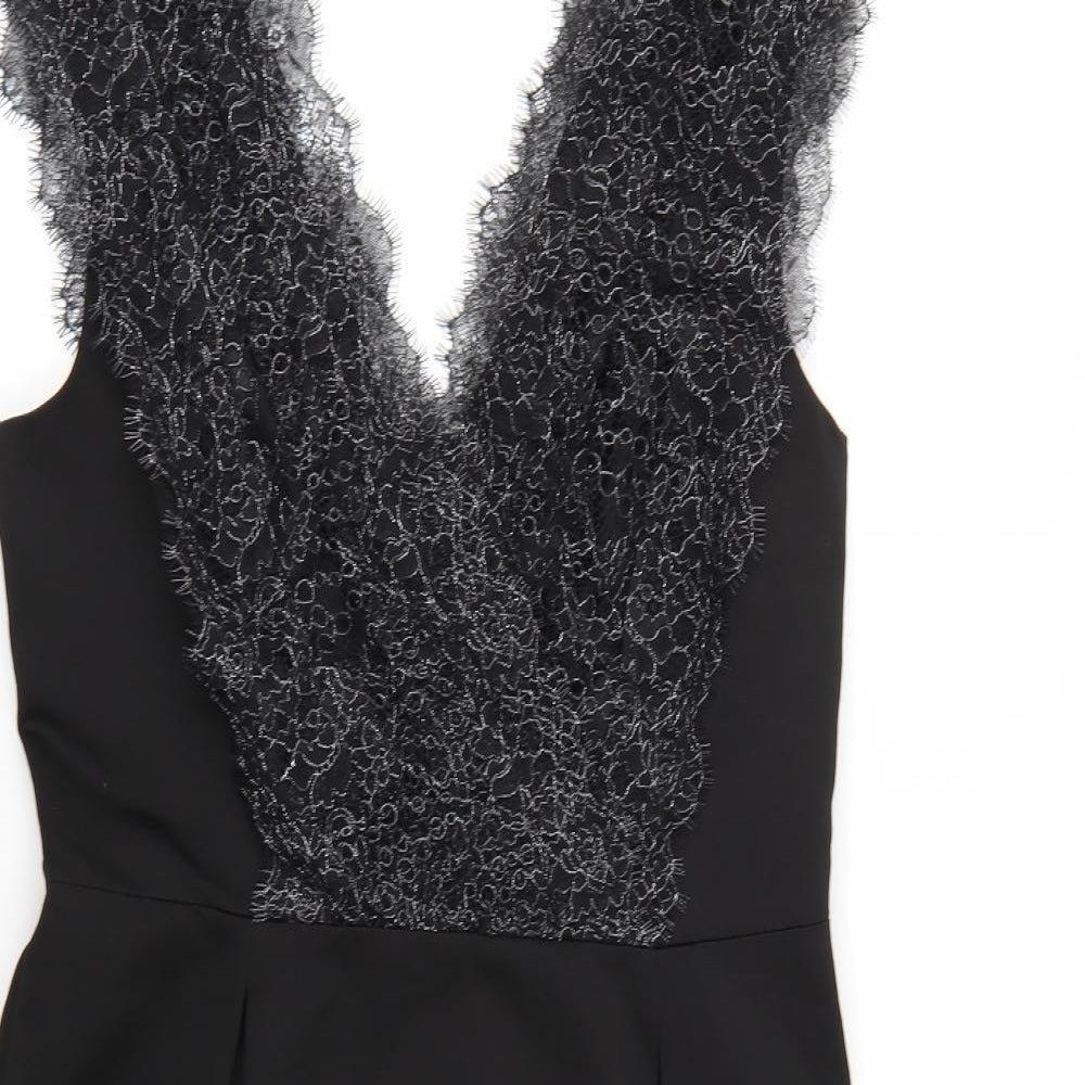 Monsoon Womens Black Floral Lace A-Line  Size 12