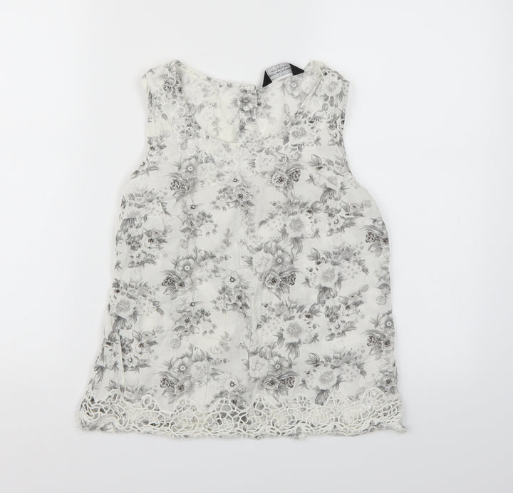 Dorothy Perkins Womens White Floral Camisole Tank Size 10