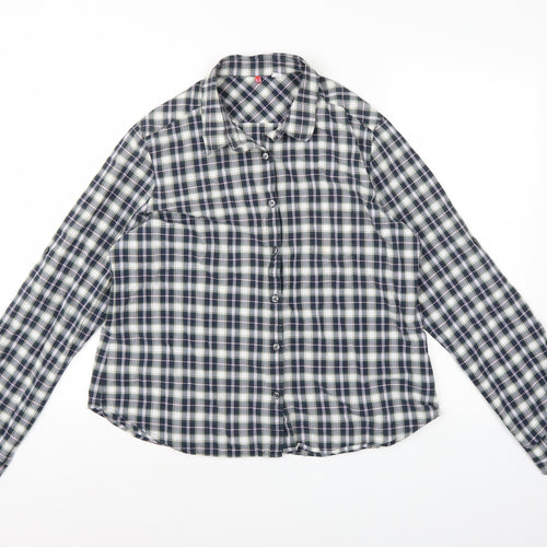 Preworn Womens Blue Check  Basic Button-Up Size XL