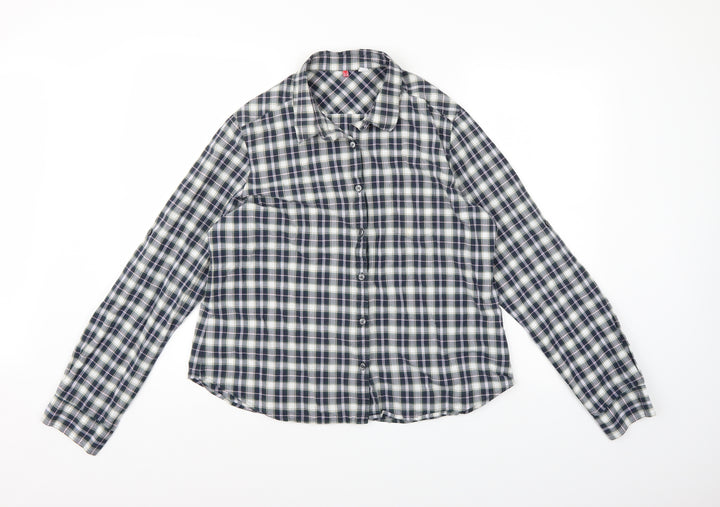 Preworn Womens Blue Check  Basic Button-Up Size XL