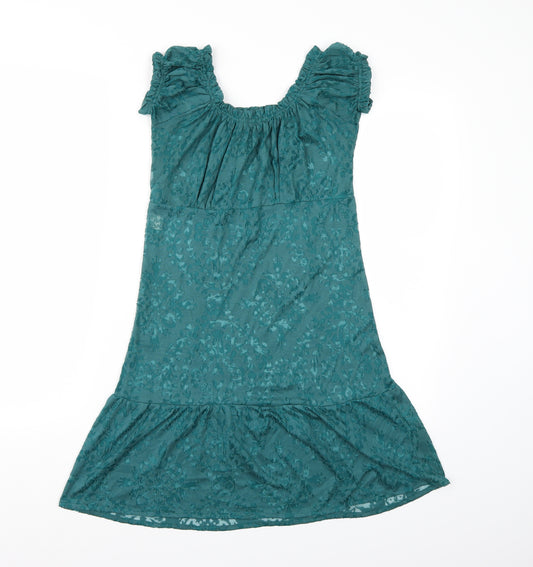 Front view of Diana Osorphan women’s green floral basic blouse, size UK 12