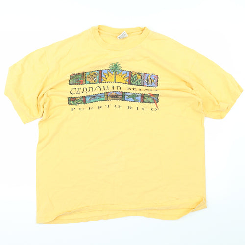 Anvil Mens Yellow    T-Shirt Size XL