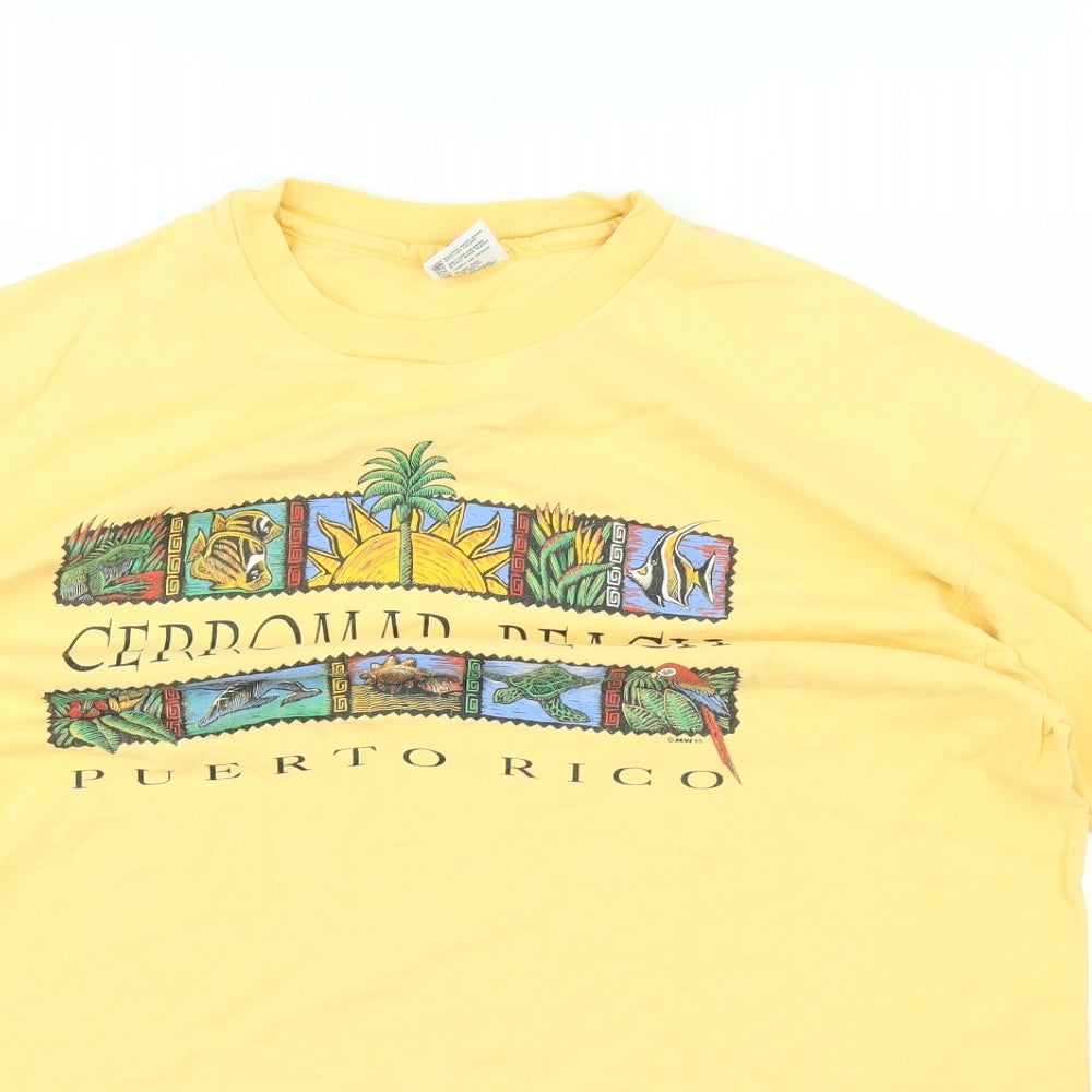 Anvil Mens Yellow    T-Shirt Size XL