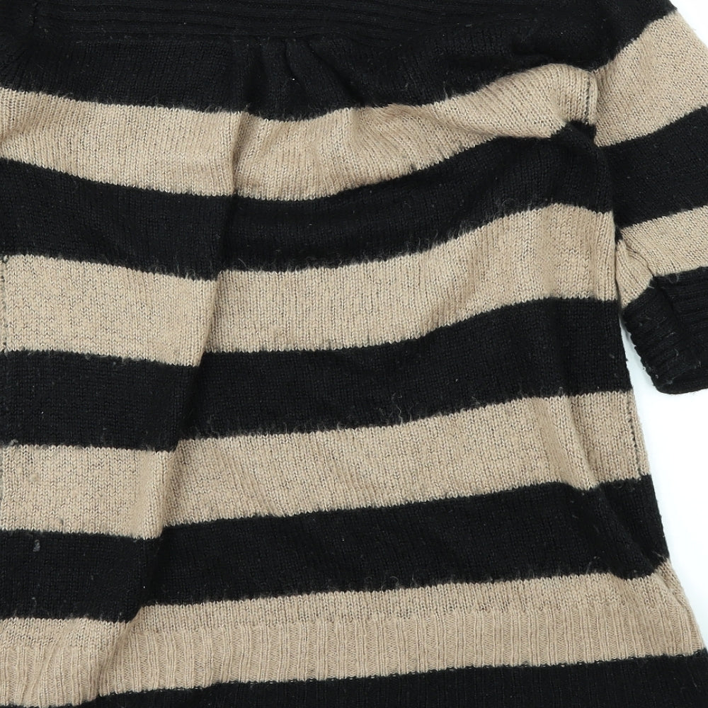 mimosa Womens Black Striped  Pullover Jumper Size 14