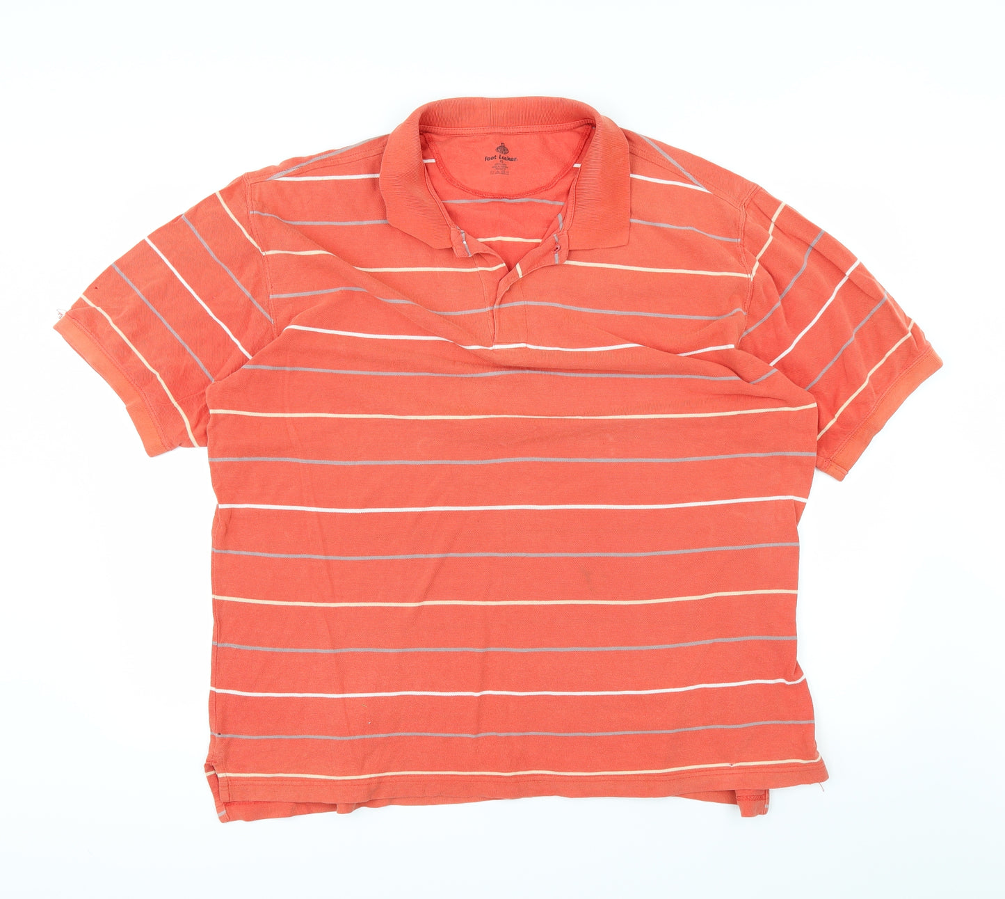 Footlocker Mens Orange Striped   Polo Size XL