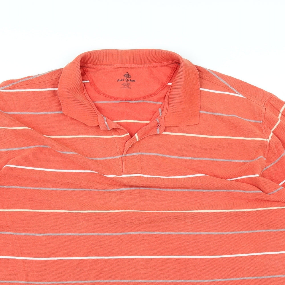 Footlocker Mens Orange Striped   Polo Size XL