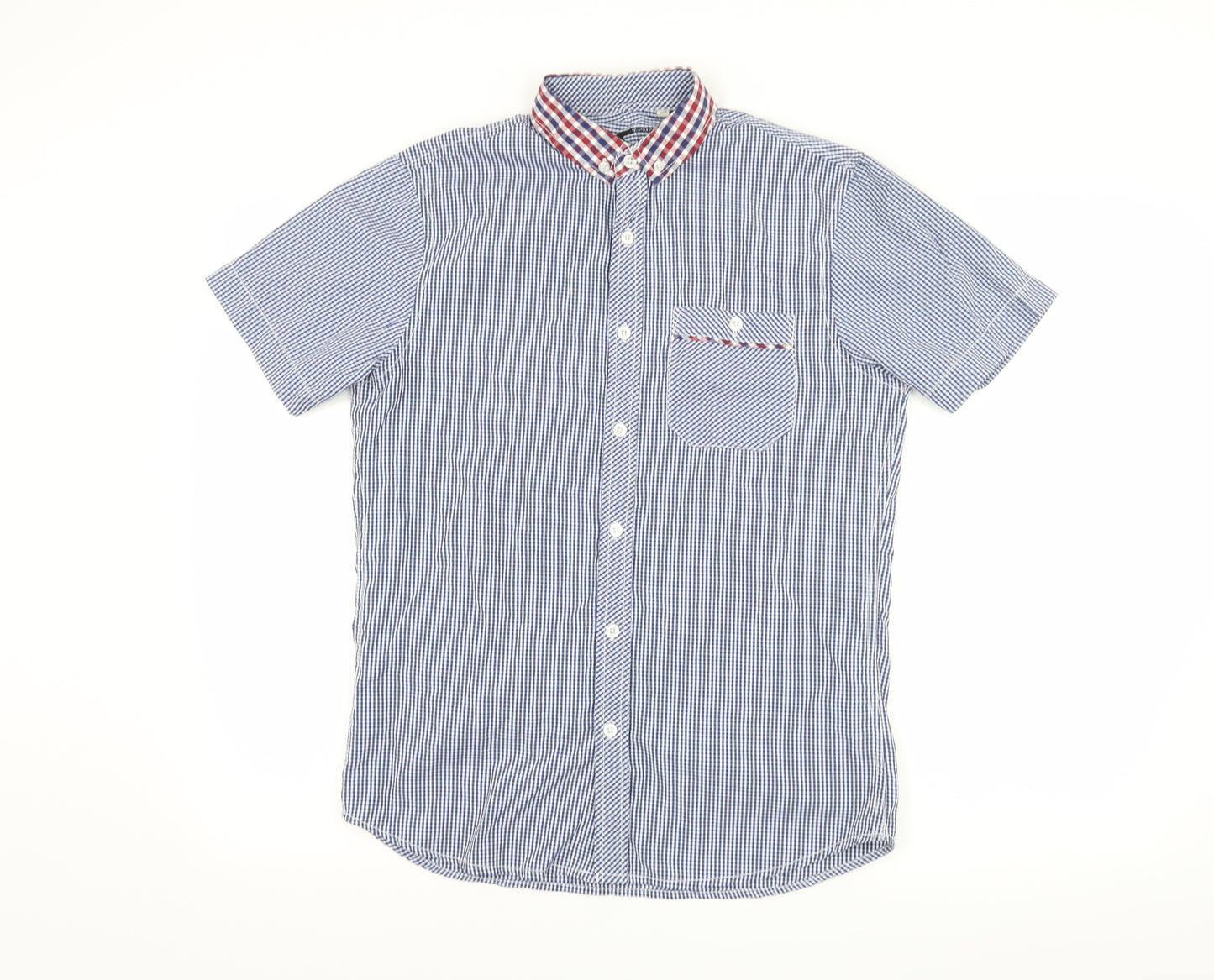 Twisted Soul Mens Blue Check   Button-Up Size S