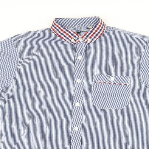 Twisted Soul Mens Blue Check   Button-Up Size S