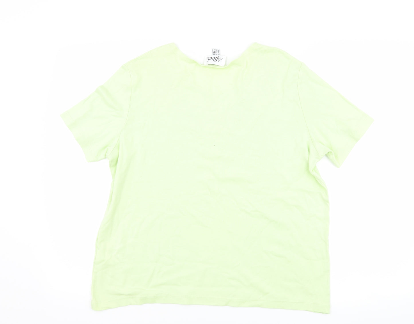 Afibel Womens Green Floral  Basic T-Shirt Size 16