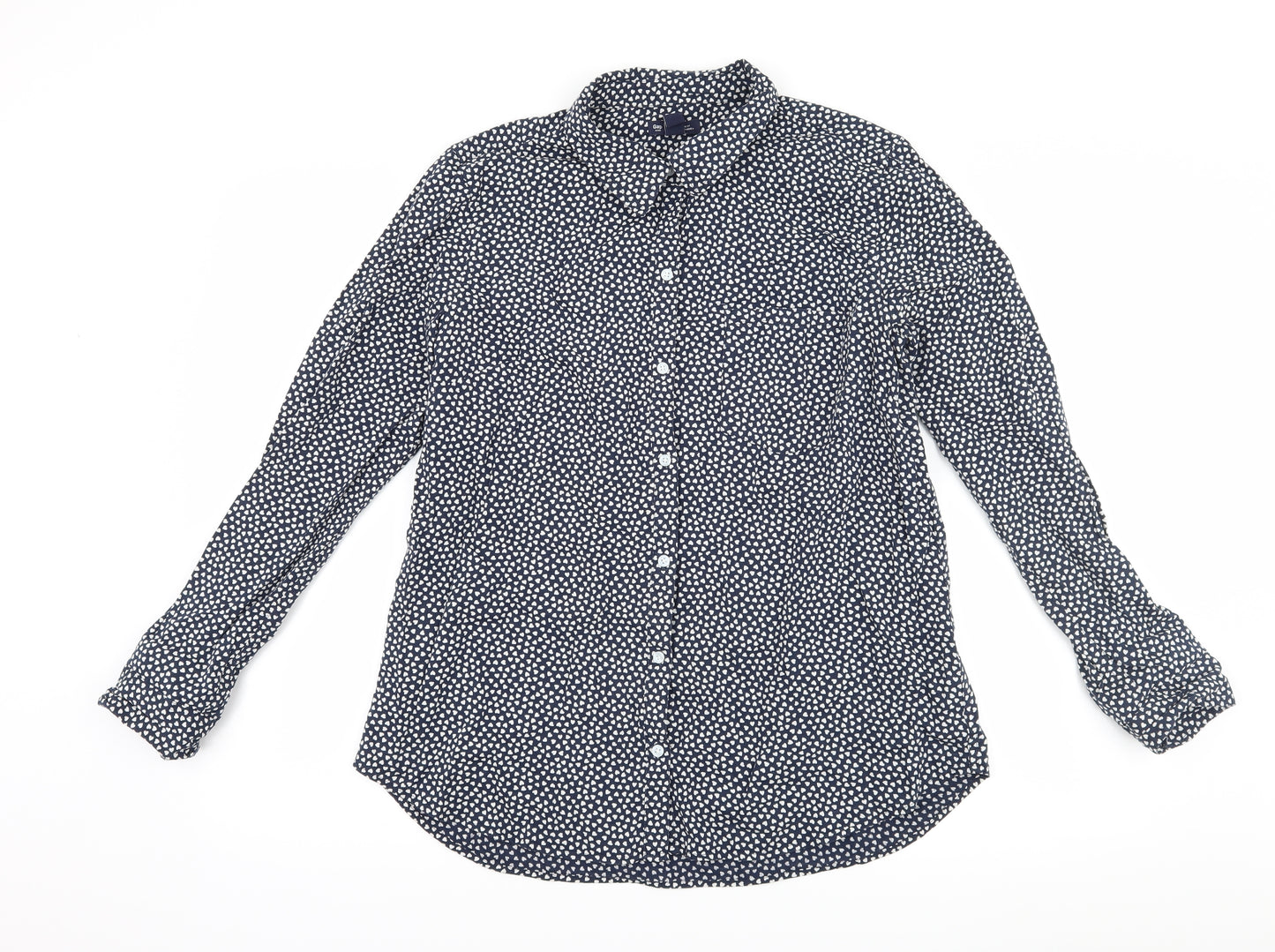 Gap Womens Blue   Basic Button-Up Size L  - Love heart print