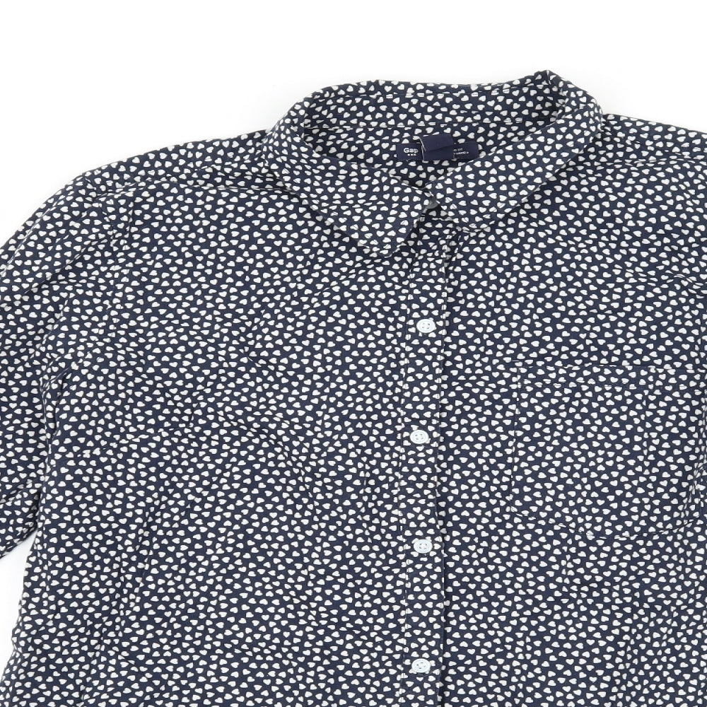 Gap Womens Blue   Basic Button-Up Size L  - Love heart print
