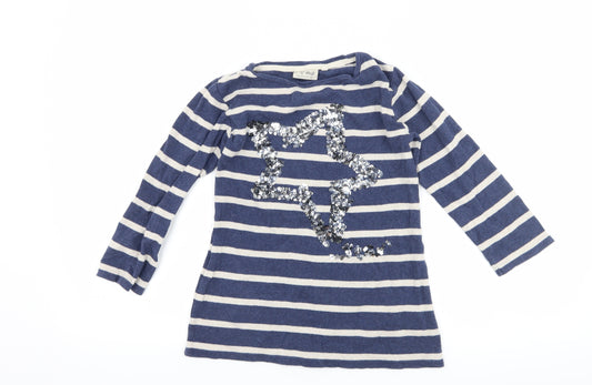 NEXT Girls Blue Striped  Pullover Jumper Size 5 Years  - star