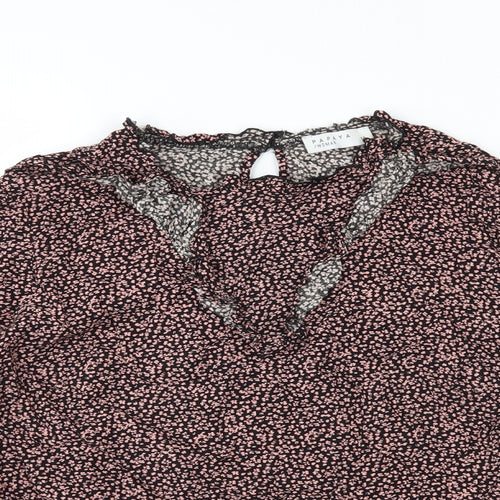 Papaya Womens Black Floral  Basic Blouse Size 14