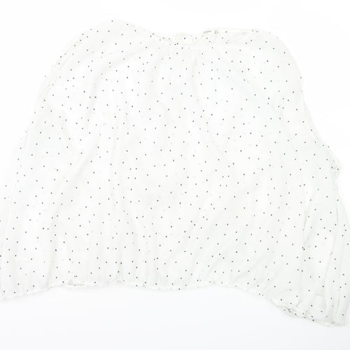 Mango Womens White Polka Dot  Basic Blouse Size L